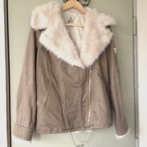 UNIF Jacket Medium Faux Fur Collar/Cuff Tan Moto Parka jacket